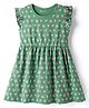 Kookie Kids Single Jersey Knit Frill Sleeves Frock with Floral Print - Green