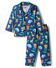 Babyhug Cotton Knit Full Sleeves Co-ords Night Suit With Animal Print - Navy Blue