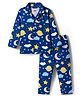 Babyhug Cotton Knit Full Sleeves Co-ords Night Suit With Star Print - Navy Blue