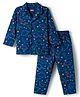 Babyhug Cotton Knit Full Co-ords Night Suit With Dino Print - Navy Blue