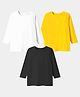 KAVEE Pure Cotton Knit Pack Of 3 Full Sleeves Solid Tees - Black White & Yellow