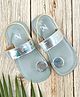 The Madras Trunk Colour Blocked Slip On Sandals - Grey & Silver
