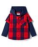Babyhug Cotton Woven Full Doctor Sleeves Hooded Shirt with Checks -  Red