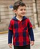 Babyhug Cotton Woven Full Doctor Sleeves Hooded Shirt with Checks -  Red