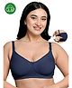 Inner Sense Organic Cotton Knit Solid Anti Microbial Plus Size Maternity Bra With Front Open Nursing Access - Navy Blue