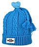 Kid-O-World Cable Knit Heart Pom Pom Embellished Cap - Blue - Circumference - 50 Cms