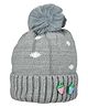 Kid-O-World Knit Strawberry Applique Detailed Pom Pom Embellished Cap - Light Grey - Circumference - 48 Cms