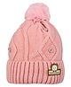Kid-O-World Knit Button Embellished Textured Beanie - Light Pink - Circumference 48