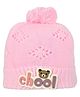 Kid-O-World Knit Bear Chool Text Patch Detailed Beanie - Light Pink - Circumference 46