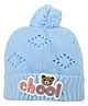 Kid-O-World Knit Bear Chool Text Patch Detailed Beanie - Light Blue - Circumference 46