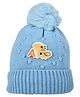 Kid-O-World Knit Dinosaur Applique Detailed & Pom Pom Embellished Cap - Light Blue - Circumference 46 Cm