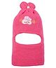 Kid-O-World Knit Bunny Embroidered Monkey Cap - Off Dark Pink - Circumference  46