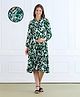 MomToBe Rayon Woven Full Sleeves Abstract Printed Maternity Dress With Side Zipper Nursing Access - Castleton Green