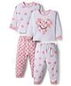 Bonfino 100% Cotton Knit Full Sleeves Night Suits With Heart & Polka Dot Print Pack of 2 - Multicolor