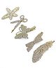 SKD Set Of 5 Stones Embellished Alligator Clips - Silver