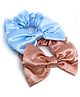 SKD Set Of 2 Bow Designed Scrunchies  - Peach & Blue