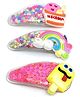 SKD Set Of 3 Rainbow & Ice Cream Applique Detailed Shaker Snap Clips - Multi Colour