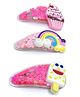 SKD Set Of 3 Rainbow & Ice Cream Applique Detailed Shaker Snap Clips - Multi Colour