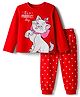 Babyhug Disney Single Jersey Knit Full Sleeves Night Suit With Marie Graphics - Red