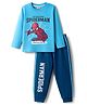 Babyhug Marvel Single Jersey Knit Full Sleeves Night Suit with Spider-Man Graphics - Light & Teal Blue