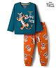 Babyhug Disney Single Jersey Knit Full Sleeves Night Suit With Animal Print - Navy Blue & Rust Orange