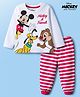 Babyoye Disney Single Jersey Knit Full Sleeves Night Suit With Mickey & Friends Graphics - White & Red