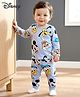Babyoye Disney Single Jersey Knit Full Sleeves Co-ord Night Suit With Mickey & Friends Print - Light Blue