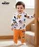 Babyoye Disney Single Jersey Knit Full Sleeves T-Shirt & Track Pant Set With Mickey & Friends Graphics - White & Orange