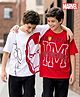 Honeyhap Marvel Single Jersey Knit Drop Shoulder Half Sleeves Oversized T-Shirts with Avengers Graphic Pack of 2 - Red & White