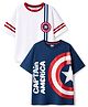 Honeyhap Marvel Single Jersey Knit Half Sleeves T-Shirt With Captain America Print Pack Of 2 - Blue & White