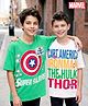 Honeyhap Marvel Single Jersey Knit Half Sleeves Oversize Drop Shoulder T-Shirt With Avengers Graphics Pack Of 2 - Light Green & White