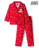 Babyhug Disney Single Jersey Knit Full Sleeves Co-ords Night Suit with Minnie Mouse Graphic - Red
