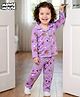 Babyhug Disney Single Jersey Knit Full Sleeves Co-ord Night Suit With Minnie Mouse Print - Lavender
