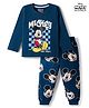 Babyhug Disney Single Jersey Knit Full Sleeves Night Suite with Mickey Mouse Graphic - Navy Blue