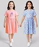 Honeyhap Premium 100% Cotton Knit With Bio Finish Half Sleeves Frocks With Floral Print Pack of 2 - Peristine Pink & Bright White