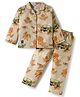Enfance Core Full Sleeves Animals & Jeep Printed Coordinating Night Suit Set - Green