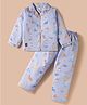Enfance Core Full Sleeves Dinosaurs Printed Coordinating Night Suit Set - Blue