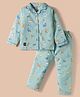 Enfance Core Full Sleeves Dinosaurs Printed Coordinating Night Suit Set - Blue