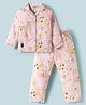 Enfance Core Full Sleeves Surfer Teddy Printed Coordinating Night Suit Set - Peach