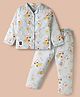 Enfance Core Full Sleeves Surfer Teddy Printed Coordinating Night Suit Set - Sky Blue