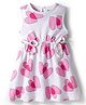 Bonfino 100% Cotton Woven Sleeveless Dress with Heart Print - White