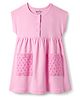 Bonfino 100% Cotton Knit Sleeveless Solid Dress With Pockets - Pink