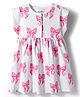 Bonfino 100% Cotton Woven Sleeveless Dress with Bow Print - White