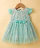 ToffyHouse Woven Frill Sleeves Party Dress with Floral Print - Turquoise
