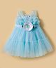 ToffyHouse Woven Sleeveless Party Dress with Floral Applique - Light Blue