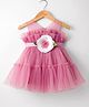 ToffyHouse Woven Sleeveless Party Dress with Floral Applique - Rose Gold