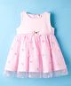 ToffyHouse Woven Sleeveless Party Dress with Floral Applique - Pink