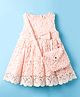 ToffyHouse Woven Sleeveless Party Dress with Embroidery & Sling Bag - Rose Pink
