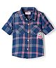 Babyhug Cotton Woven Full Sleeves Checks Shirt With Football Patch - Blue