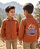 Babyhug Cotton Woven Full Sleeves Oversize Shirt With Mountains Print - Rust Orange